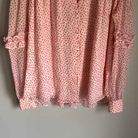 Jonathan Simkhai Delicate Romantic Silk Crepe Polka Dot Print Blouse Small - Picture 6 of 12